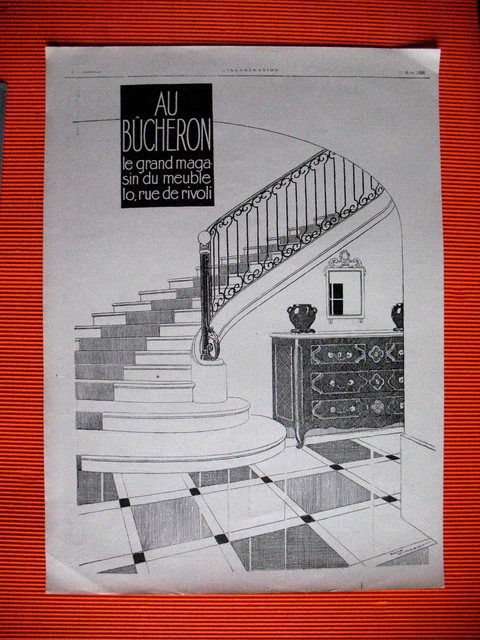 PUBLICITE DE PRESSE AU BUCHERON COMMODE HALL ILLUSTRATION RENé VINCENT AD 1926