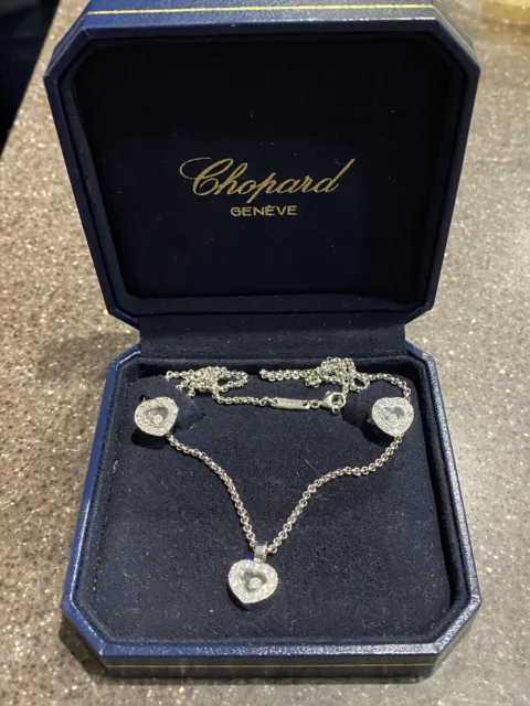 Chopard Happy diamonds Heart Necklace and Earrings (NBW) white gold 18k in box  