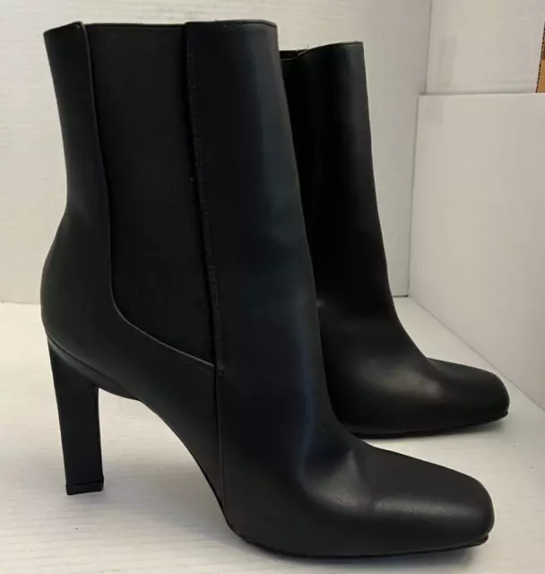 Charlotte Russe Boots Women 10 41 Black Faux Leather Heel Elastic Booties 389209