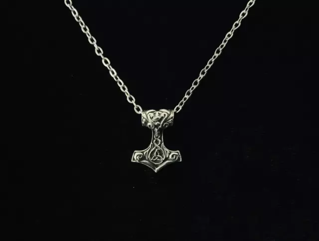 925 Sterling Silver Viking Thors Hammer Thor's Mjolnir Pendant FREE Cable Chain