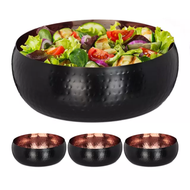 Saladier lot de 4 Bol cuisine Mélangeur acier inox Ø 25 cm Cul de poule cuivre