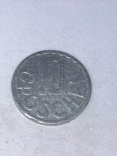 Austrian Austria Coin 10 Groschen Republik Osterreich 1987