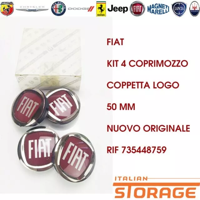 Fiat Doblo 223 Kit 4 Coprimozzo Coppetta Logo 50 Mm Nuovo Originale 735448759