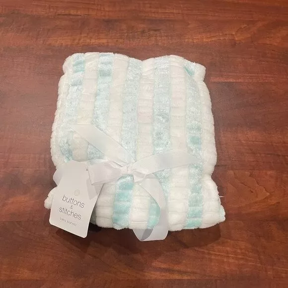 Baby Soft Blanket Light Blue/White  Size 30" x 36" NWT