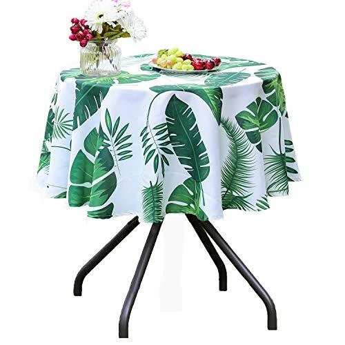 Poise3EHome 60 inches Outdoor/Indoor Waterproof Tropical Round Tablecloth Gre...