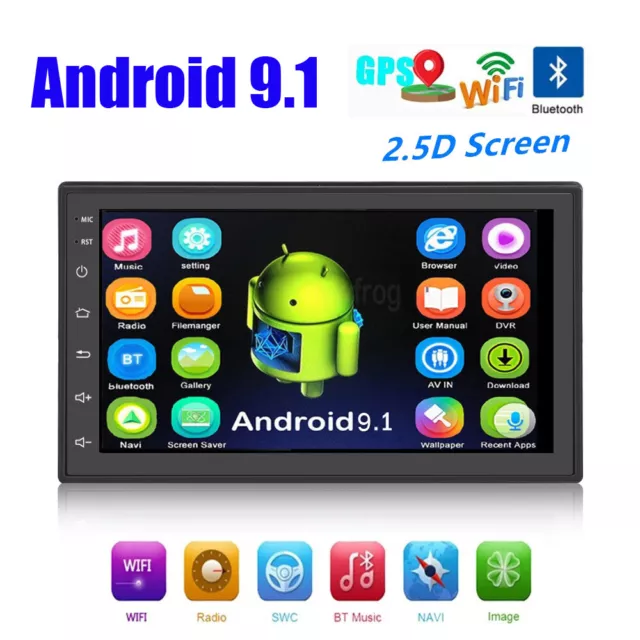 7 pouces Android 9.1 2 din unité de tête voiture stéréo GPS navigation satellite radio écran tactile USB