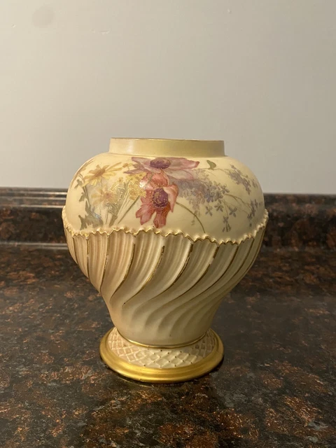 Antique Royal Worcester England Floral Vase Urn - Circa 1880