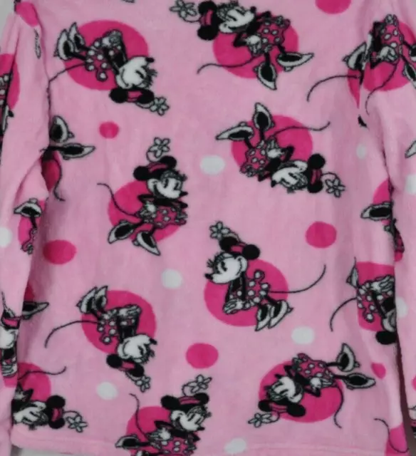 Minnie Mouse Disney 2 piece sleep lounge top pants set Medium 8-10 Pink Fleece
