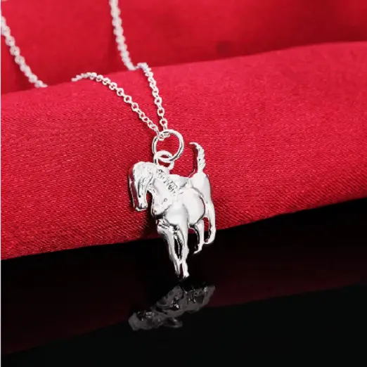 HORSE ANIMAL pendant 20" 925 Sterling Silver plated Necklace men women Jewelry