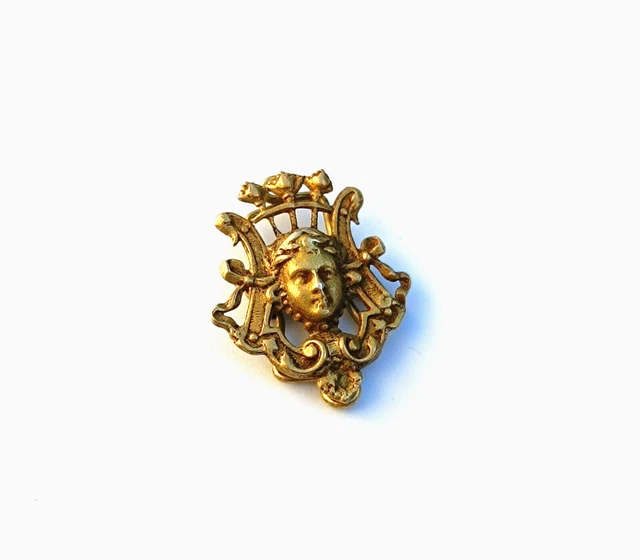 ANCIENNE BROCHE PORTRAIT- Emaux-Argent Massif Poinçon Sanglier  Et