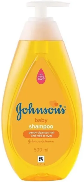 2 x Johnson's Baby Shampoo Gently Cleanses Hair No More Tears 500ml Bottles