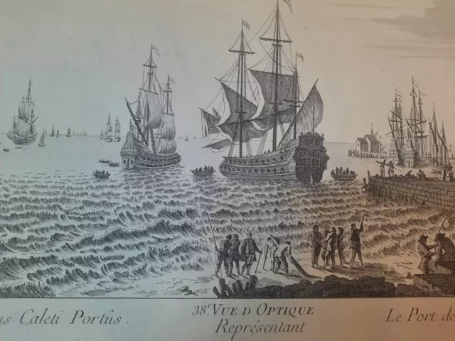 Vue d'Optique XVIIIème  - Le Port de CALAIS -  Gravure