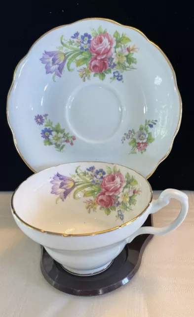 Vtg Foley China "Foley Tulip".England Bone China Pale Blue Cupand Saucer