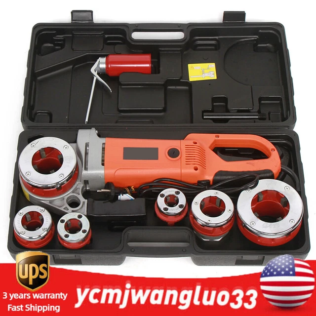 Handheld Electric Pipe Threading Machine 6 Dies 1/2-2" HD Pipe Cutter 2300W