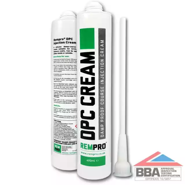 Rempro 10 x BBA Damp Proofing Course Cream DPC Wall Injection Treatment Control 2