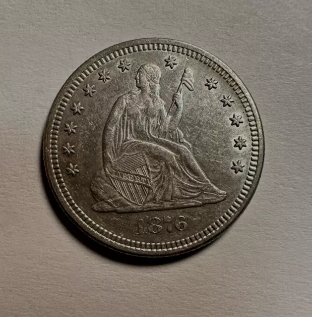 1876 Seated Liberty Quarter Nice AU