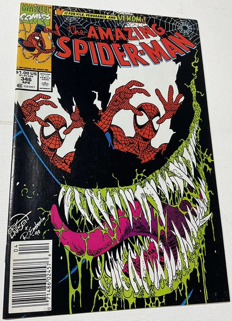 The AMAZING SPIDER-MAN 346 APR 1991 MCU Newstand Marvel Comic Book VENOM FLASH
