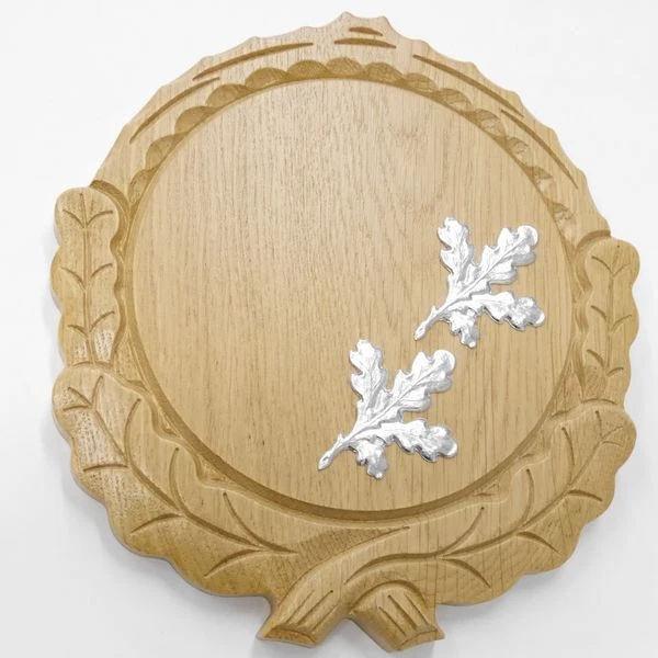 Placa de Jabalí Tallado Claro Af 16 CM Con 2 Pieza Aluminio Hoja Roble Portada 2