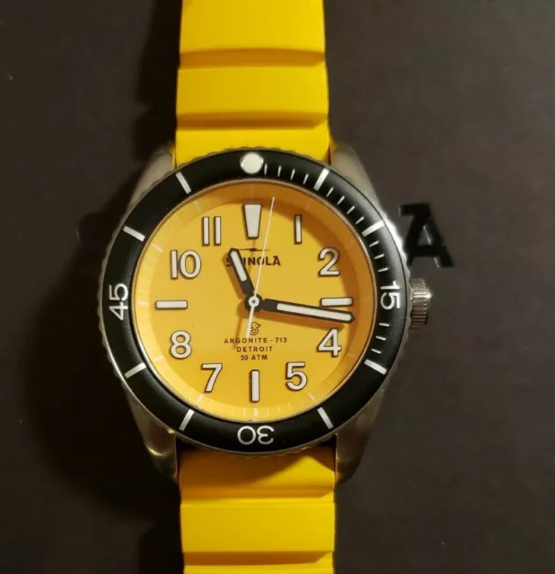 Shinola The Duck Watch With 42mm Yellow Face & Yellow Rubber Strap