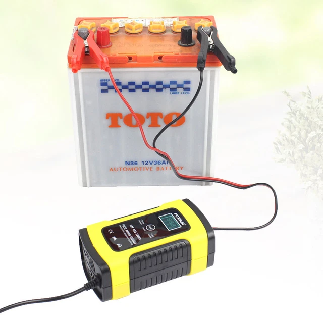 12V 5A LCP Display Car And Motorcycle Battery Charger with UK Plug (Yellow)