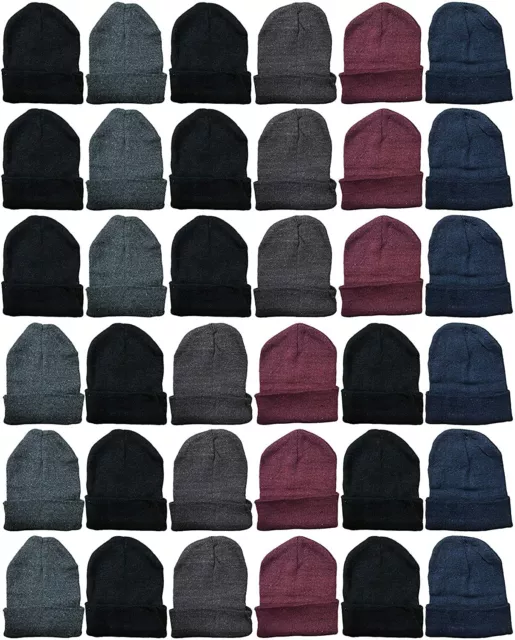 24 PK of Mens Womens Warm Winter Hats Assorted Colors,Unisex (24 Pairs Assorted)
