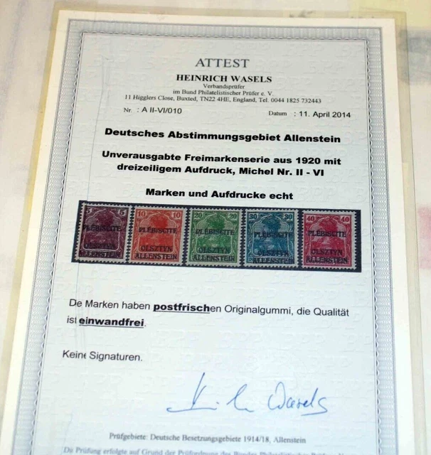 Dt. Besetzung WKI + Abstimmungsgebiete: URIGE Spezial-Sammlung aus Nachlass