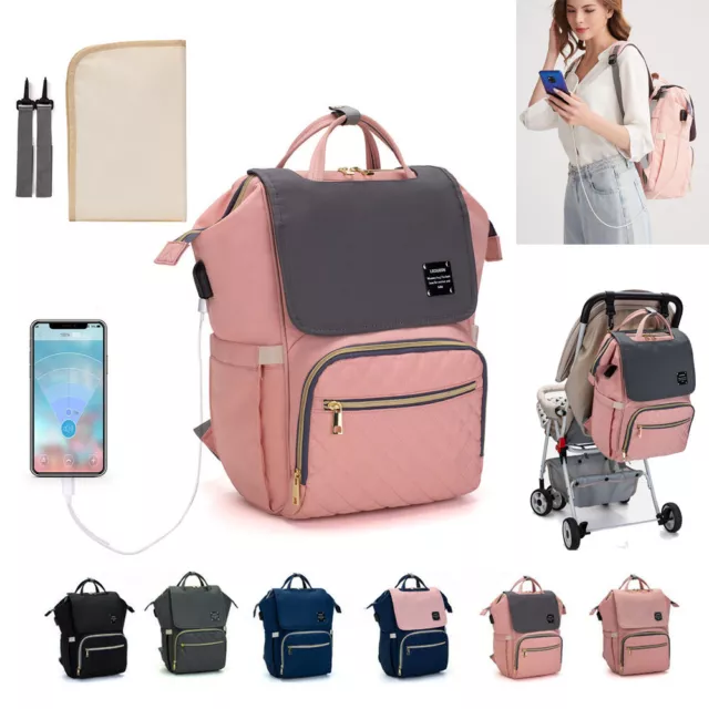 Diaper Bag Mummy Maternity Nappy Backpack 15 Pockets 20L Stroller Hooks Pad 070