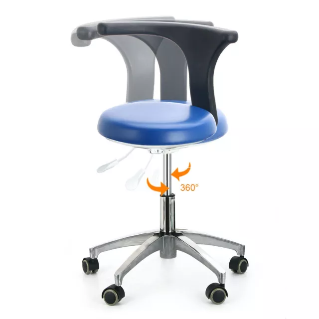 Lab Medical Assistant Stools Adjustable Mobile Chair PU Hard Leather Color Blue 3