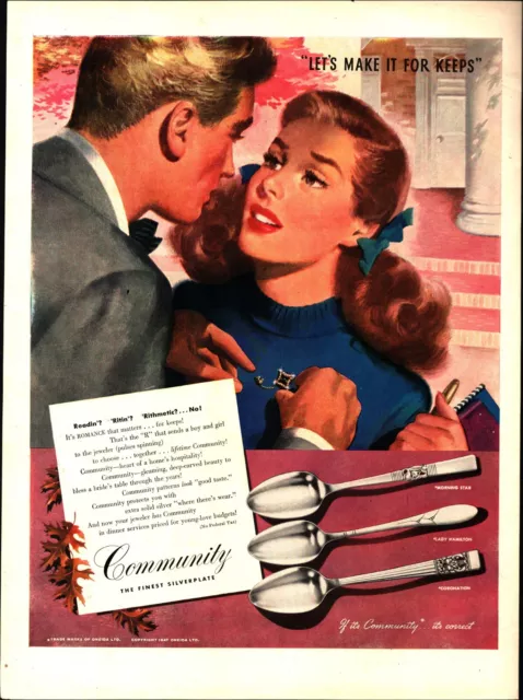 1947 Community Silverplate Home For Keeps Silver Vintage Print Ad pretty girl d1