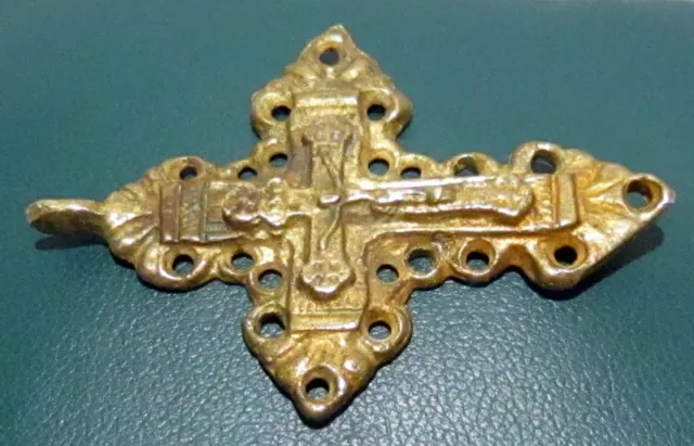 Outstanding Post Medieval Silver Cross Pendant, Gold Plated, Crucifixion # 776 2