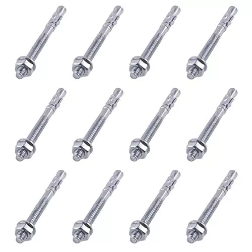 12Pcs 1/2" x 4-3/4" Wedge Anchors Zinc Plated Heavy Duty Fastener for Concrete