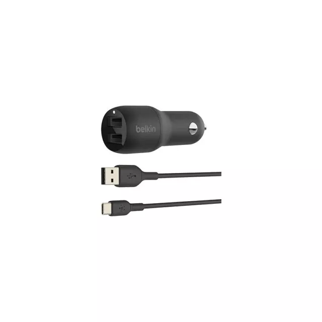 BELKIN Chargeur voiture 2x USB A + cable USB-C Noir