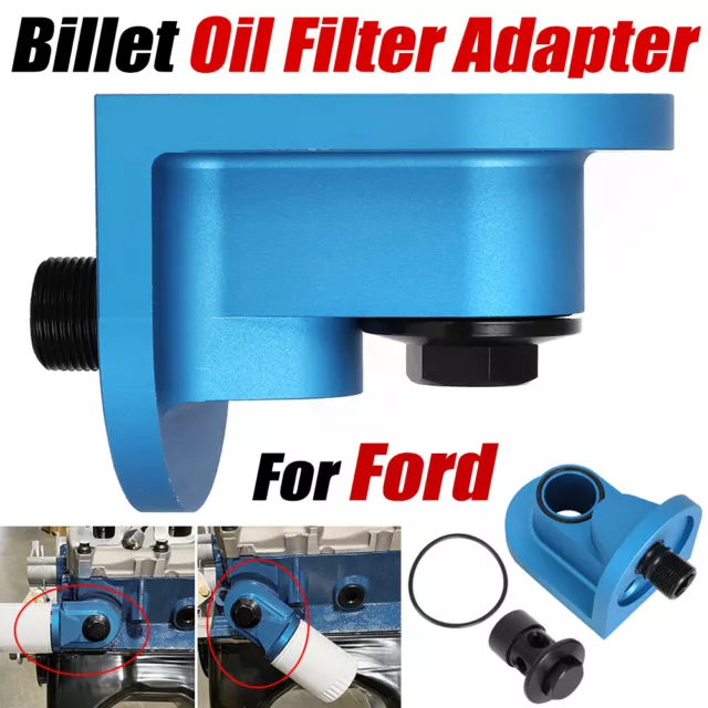 For Ford Bronco Mustang 302 V8 90 Degree Oil Filter Adapter M-6880-B50 - Billet