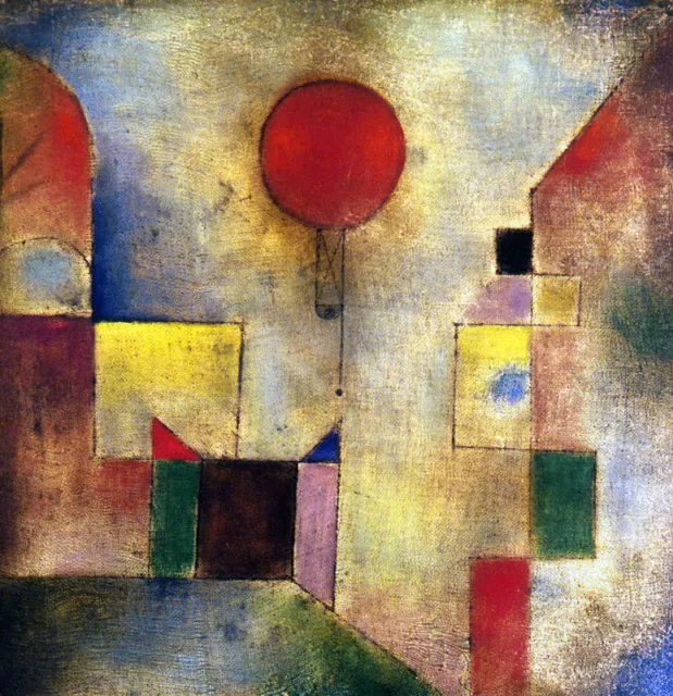 Red Balloon by Paul Klee, Handmade Abstract Oil Painting Reproduction, 36" x 36"