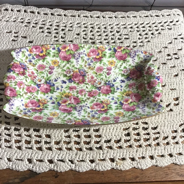 Royal Winton Grimwades England Summertime Pink Chintz 9 7/8” X 6” Tray