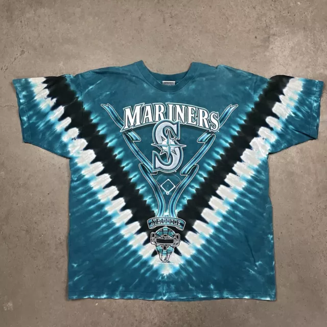 Vintage 90s Seattle Mariners Liquid Blue Tie Dye Graphic T Shirt Blue XL