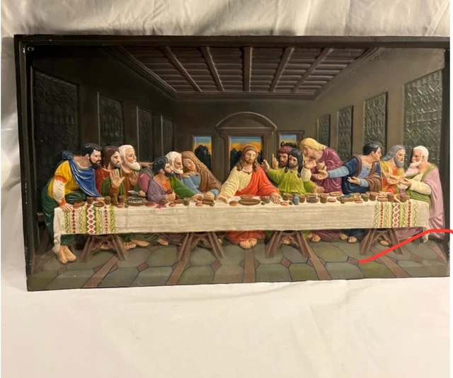 VINTAGE RELIGIOUS THE LAST SUPPER JESUS CHRIST Cast Hanging Wall Plaque ...