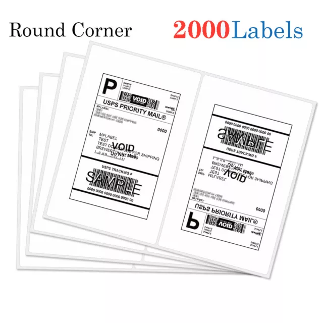 50-2000 Premium 8.5" X 5.5" Half Sheet Self Adhesive Shipping Labels 2 Per Sheet