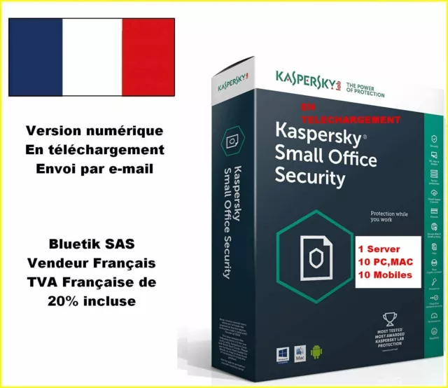 Kaspersky Small Office Security Vers 8 - 1 Serveur 10 App 10 Mobiles 1an VPN ill