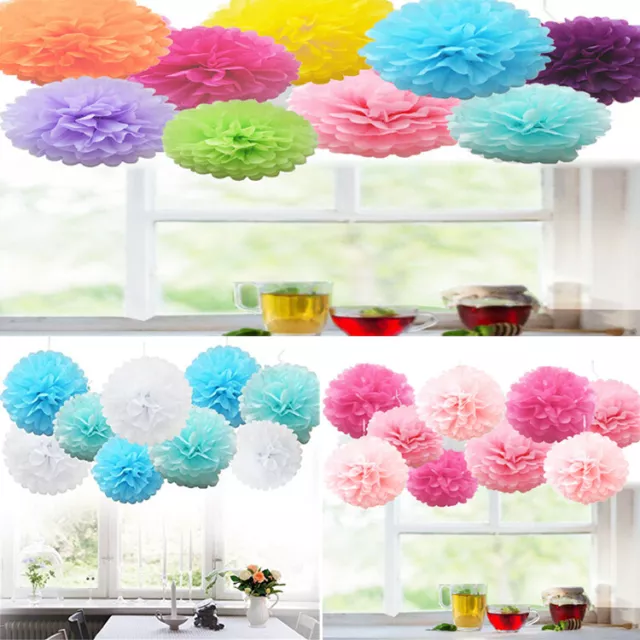 9 Pcs Mixed Tissue Paper Pom Poms Pompoms Hanging Wedding Garland Party Decor