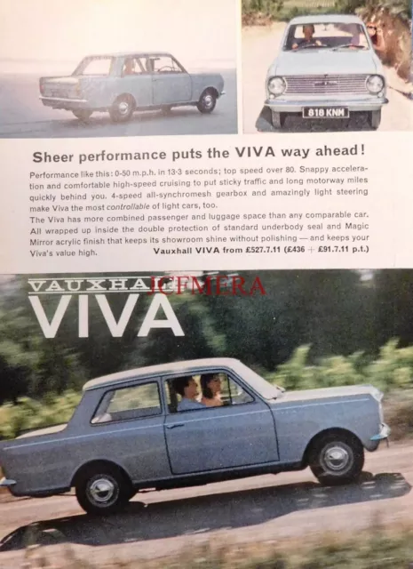 Vauxhall 'VIVA' Saloon Motor Car Auto ADVERT - Original 1964 Print