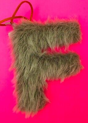 Faux Fur Letter F Christmas Ornament Tree Holiday Decorate Fuzzy Fabric Gifts