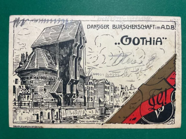 Studentika - Couleurkarte ADB Burschenschaft Gothia Danzig - gel. 1911