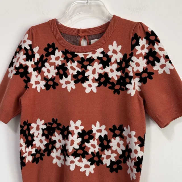 Anthropologie Maeve Floral Jacquard Knit Sweater Top S Honey Trendy Boho Shirt 3