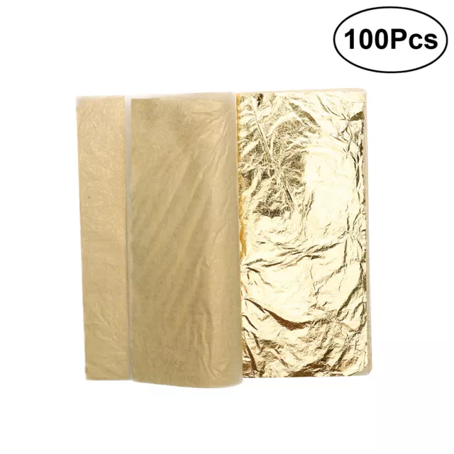 100Blätter Blattmetall Schlagmetall Farbe wie Blattgold Imitation Gold leaf Deko