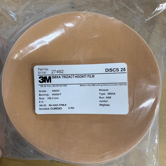 3M 268XA TRIZACT HOOKIT FILM 6" Grade: A5MIC Lot of 450 discs