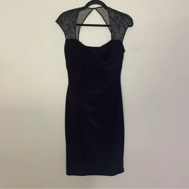 Lauren Ralph Lauren Evening Little Black Dress Sequin Sleeve Women’s Size 8