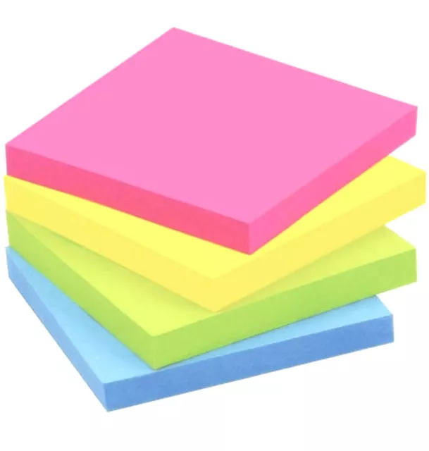 Sticky Post It Notes Removable Neon 76x76 Bright Memo Pads 200 to 7000 Sheets