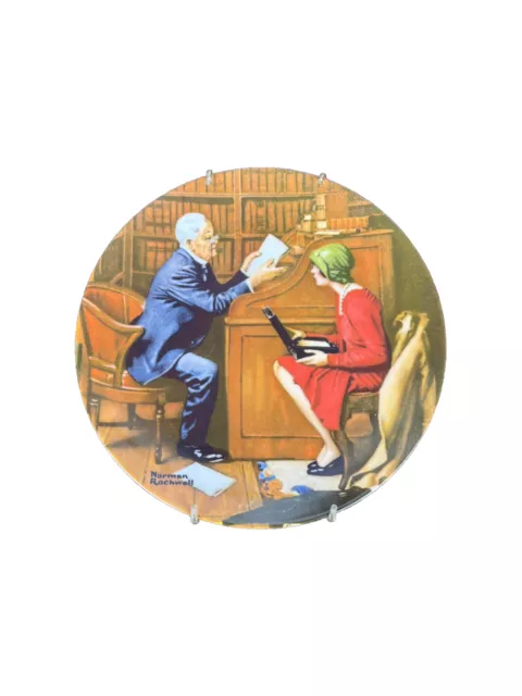 Edwin M Knowles Collector Plate, Norman Rockwell, The Professor With COA