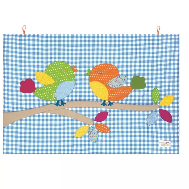 Odenwälder Krabbeldecke 100x135 cm Vogel blau Kuscheldecke Spieldecke Babydecke